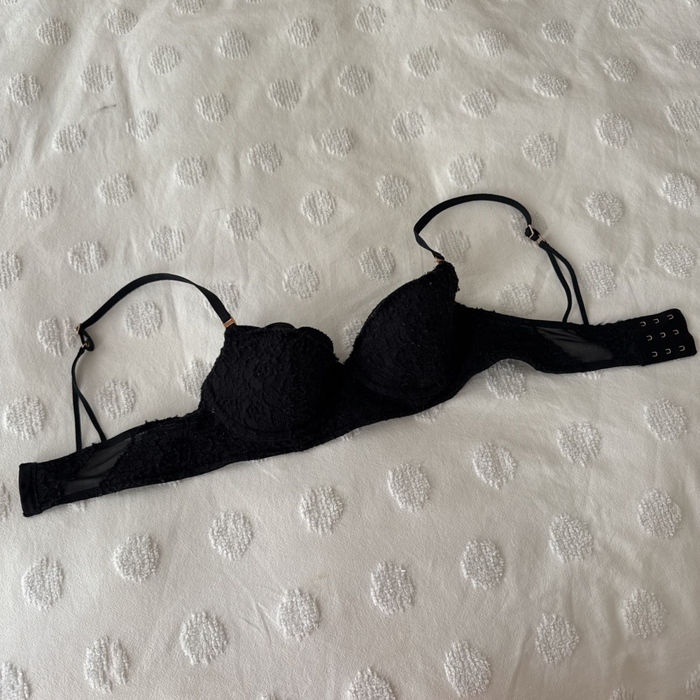 Aerie Black lace balconette bra with underwire 
Size: 34B